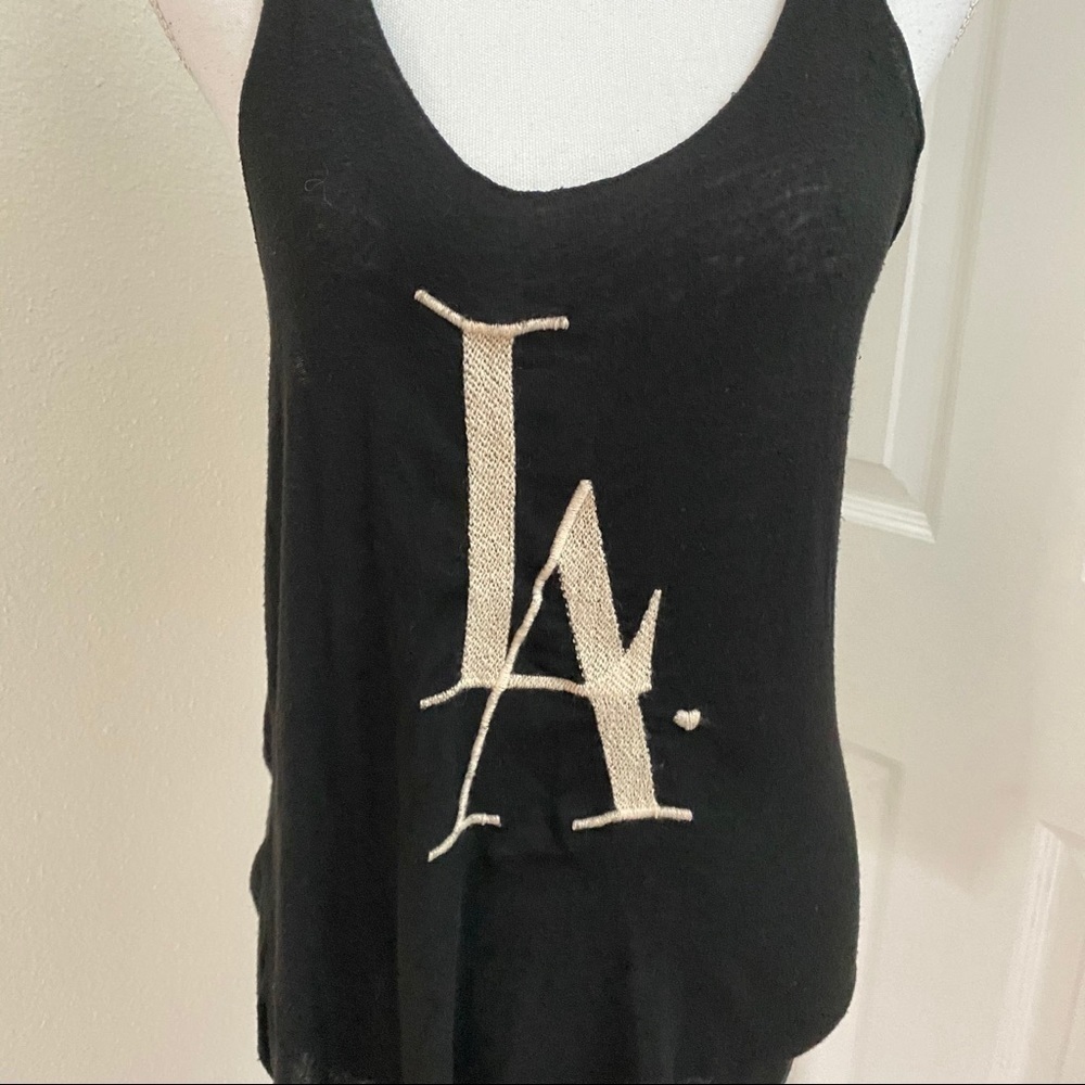 Brandy Melville Relaxed One Size “LA” Black Tank - Picture 3 of 7